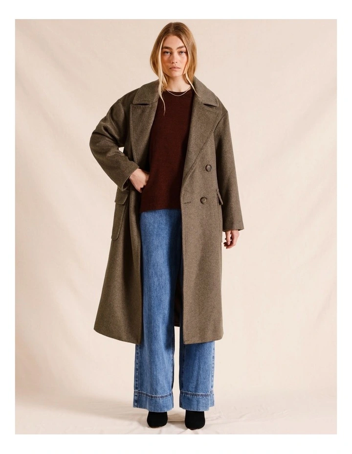 Double Breasted Oversized Coat in Chocolate image 1