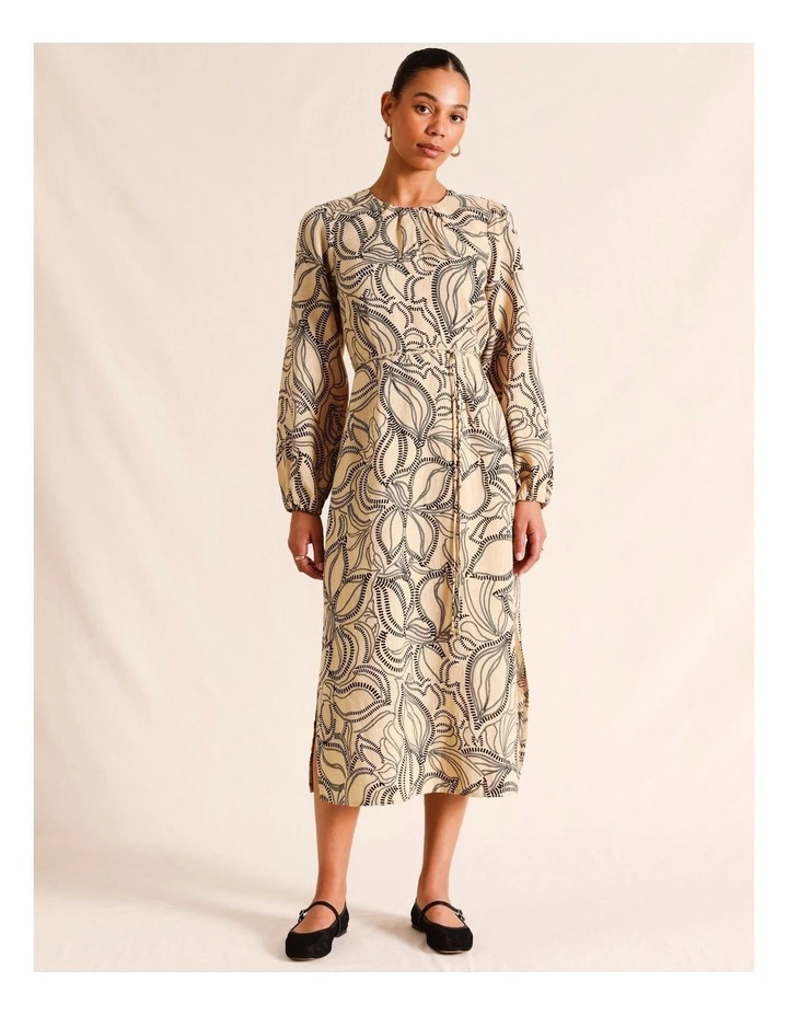 Puff Sleeve Linen Maxi Dress image 1