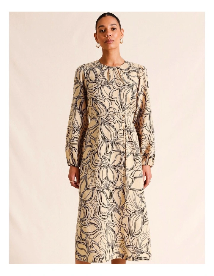 Puff Sleeve Linen Maxi Dress image 4