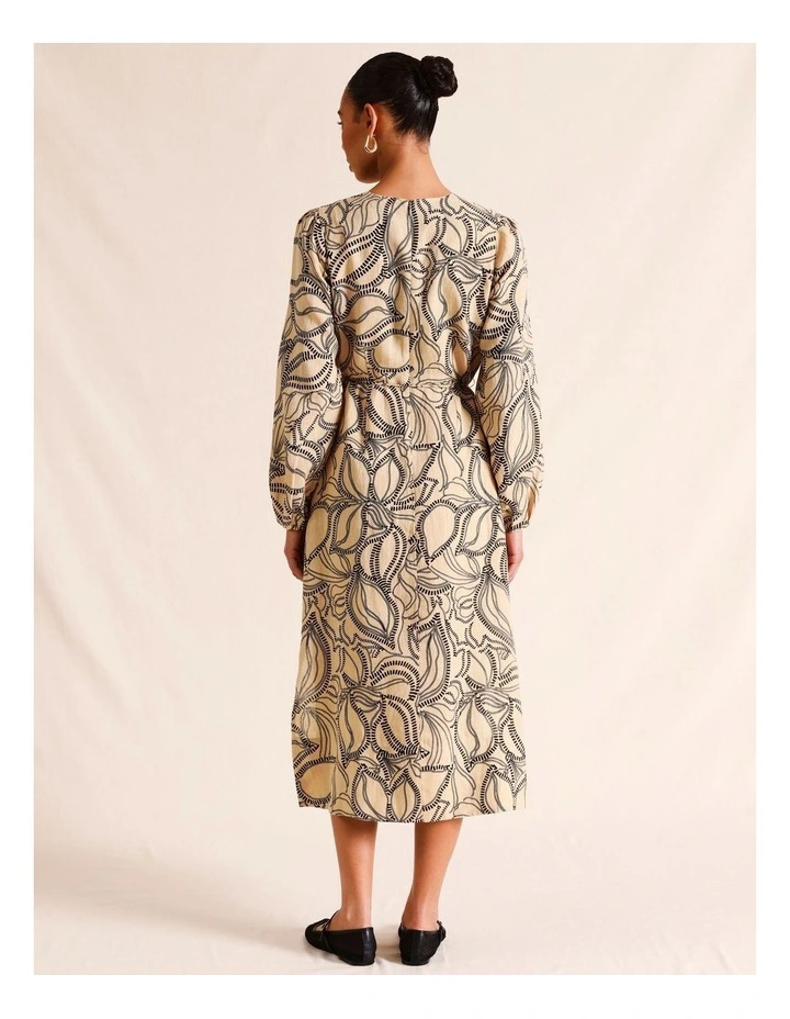 Puff Sleeve Linen Maxi Dress image 5