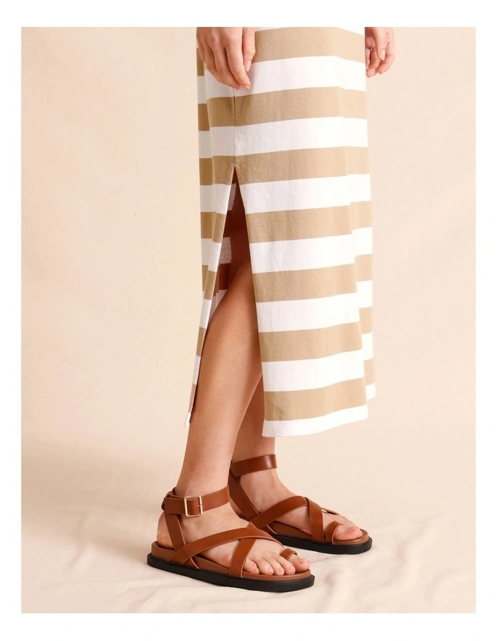 Button Detail Jersey Dress in Beige image 5