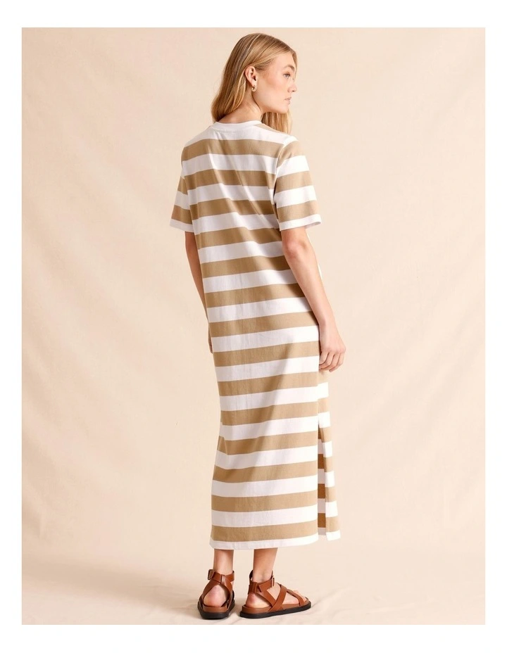 Button Detail Jersey Dress in Beige image 6