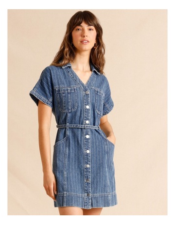 Pinstripe Soft Denim Dress in Assorted