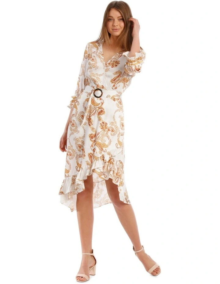 Belted 3/4 Sleeve Multi Frill Dress image 1
