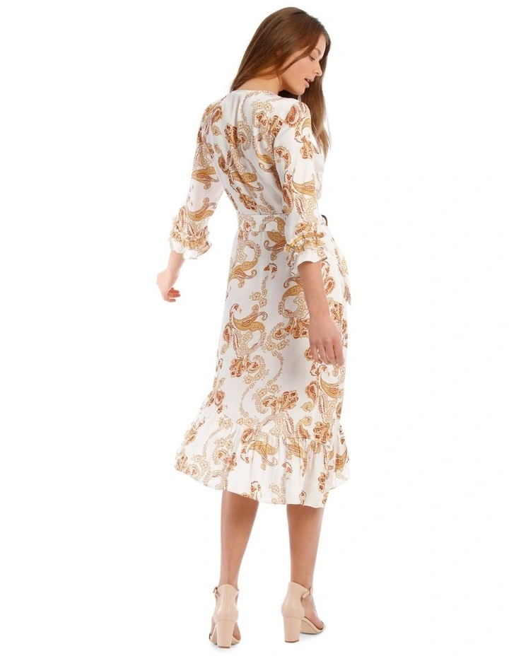 Belted 3/4 Sleeve Multi Frill Dress image 3
