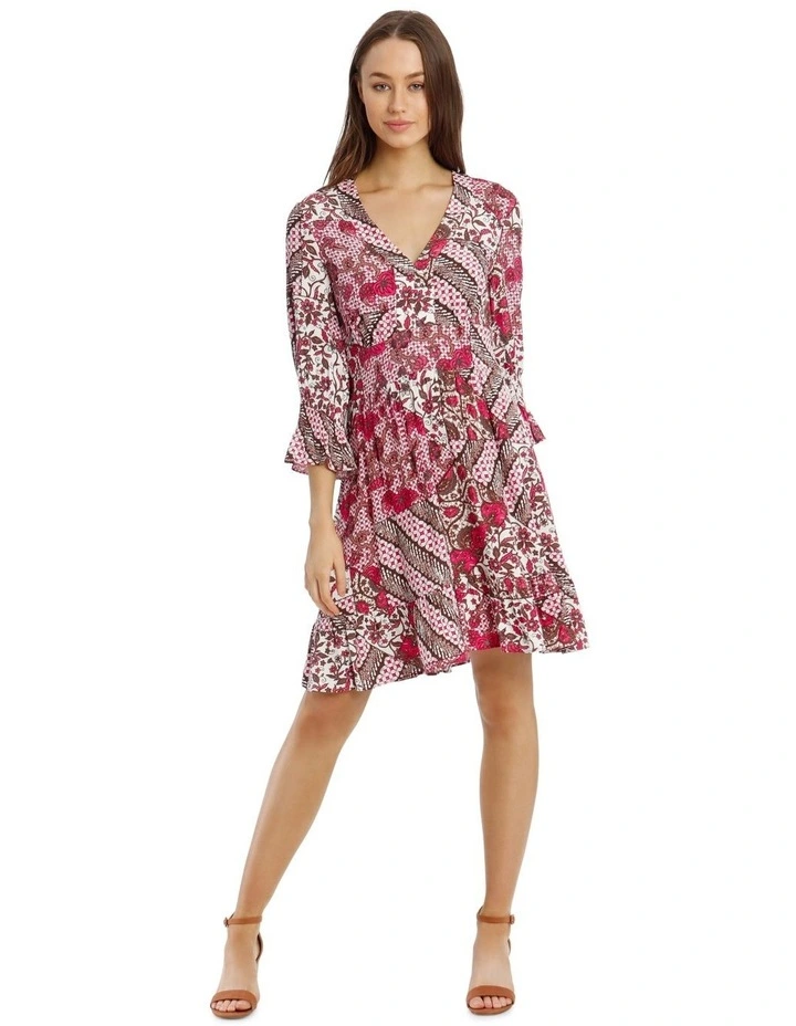 3/4 Sleeve Print Dress image 1