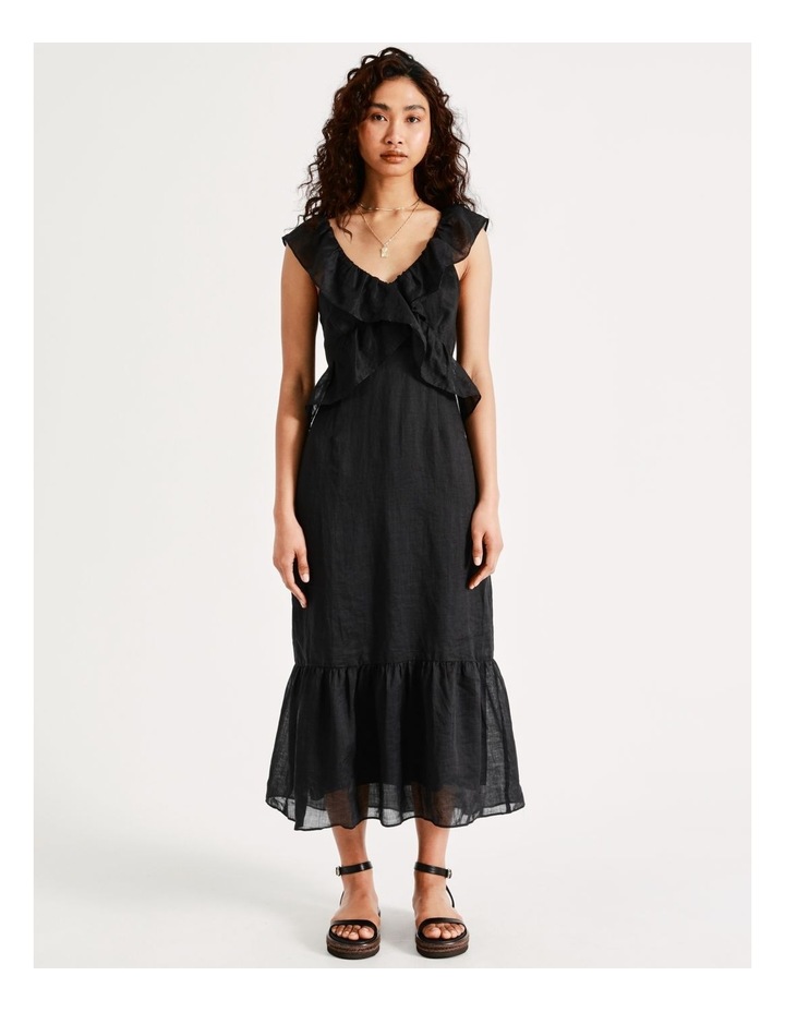 Ramie Maxi Ruffle Dress in