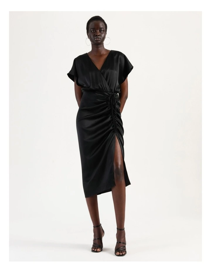 Wayne Cooper Ruched Midi Dress Black | MYER