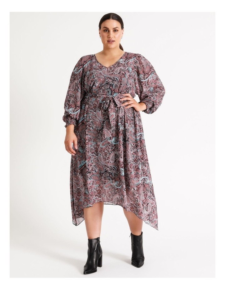 Recycled Georgette Hanky Hem Dress Bright Paisley Print