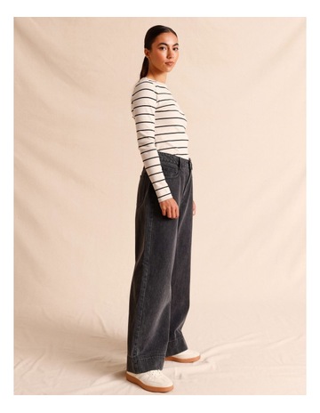 Wide Leg Denim Jean in Black