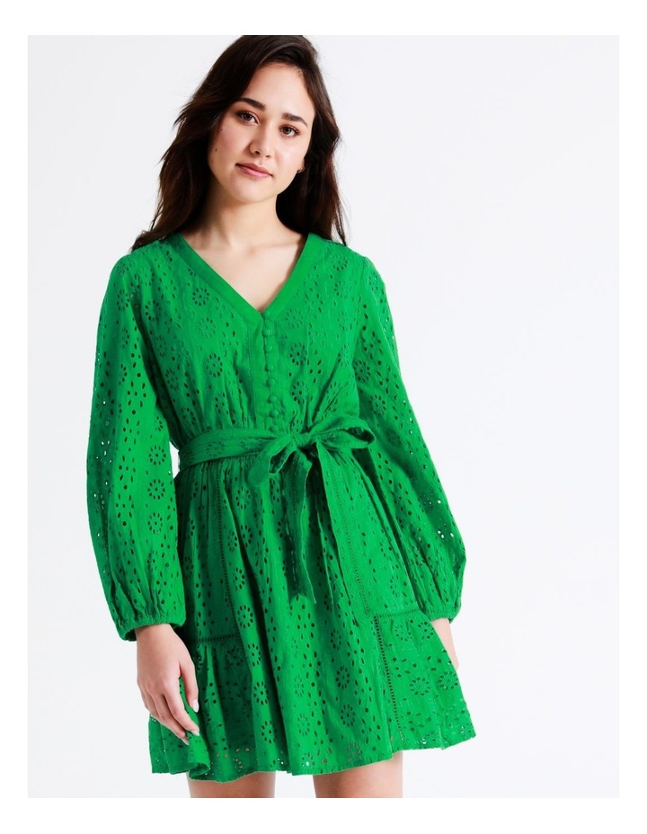 Organic Cotton Broderie Anglaise Mini Dress in Spearmint