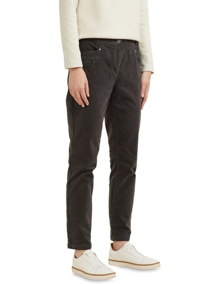 Yarra Trail Slimline Cord Pant in Caviar MYER