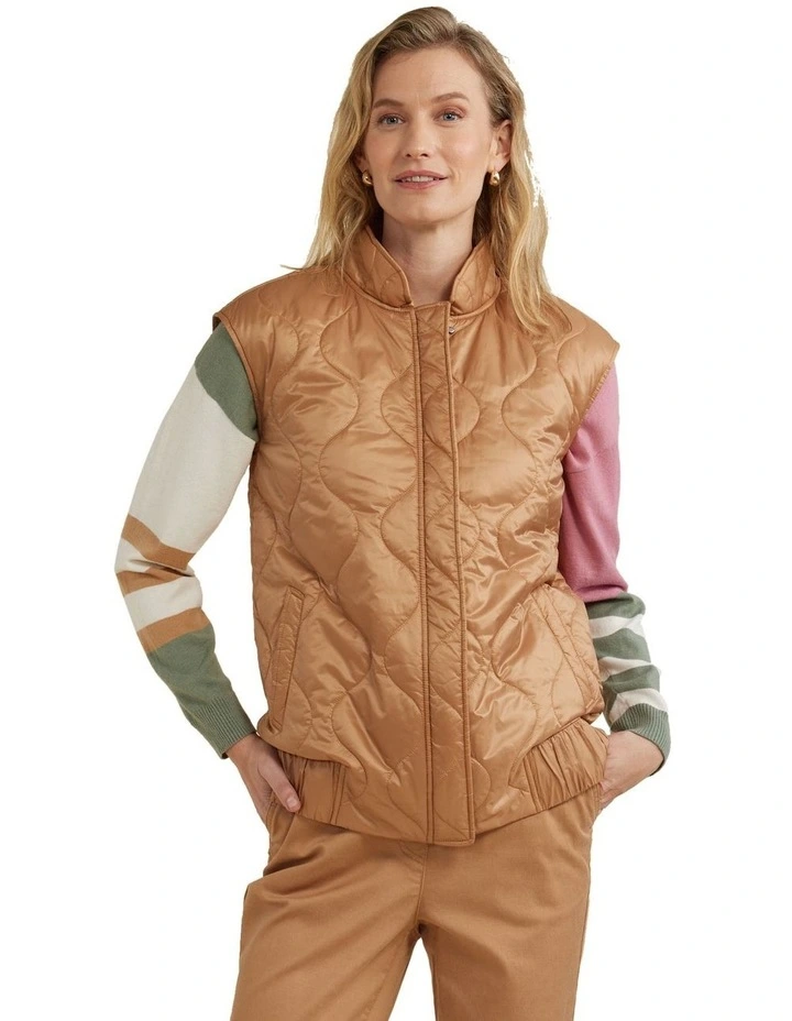Quilted Vest in Caramel image 1