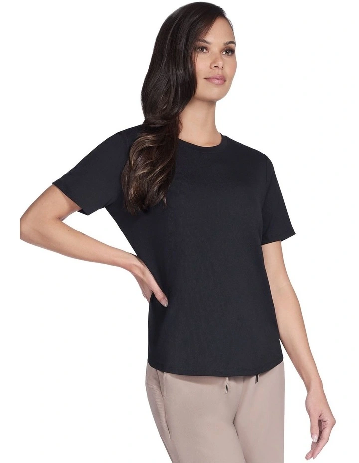 Go Walk Luxe Rib Tee in Black image 3