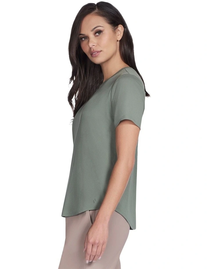 Go Walk Luxe Rib Tee in Green image 3