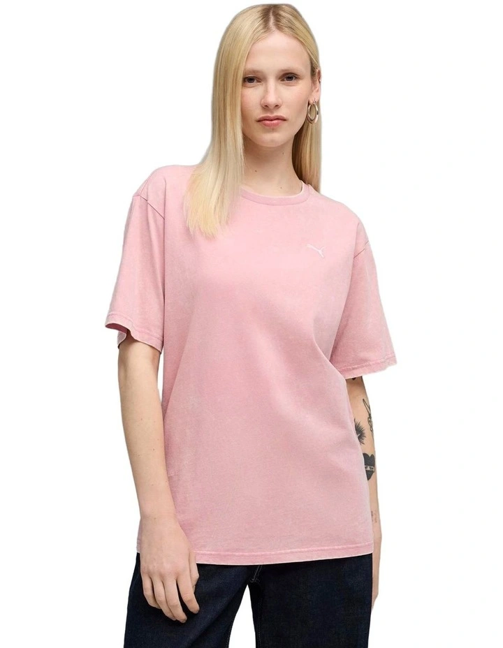 Ess Elevated Wash Tee in Pink image 1