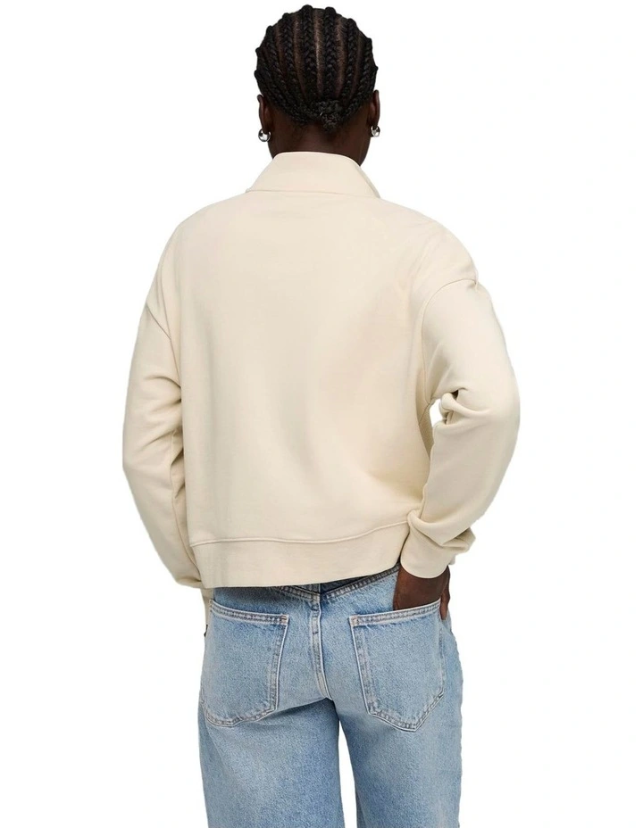 Class Relaxed Half-Zip Hoodie in Cream image 2