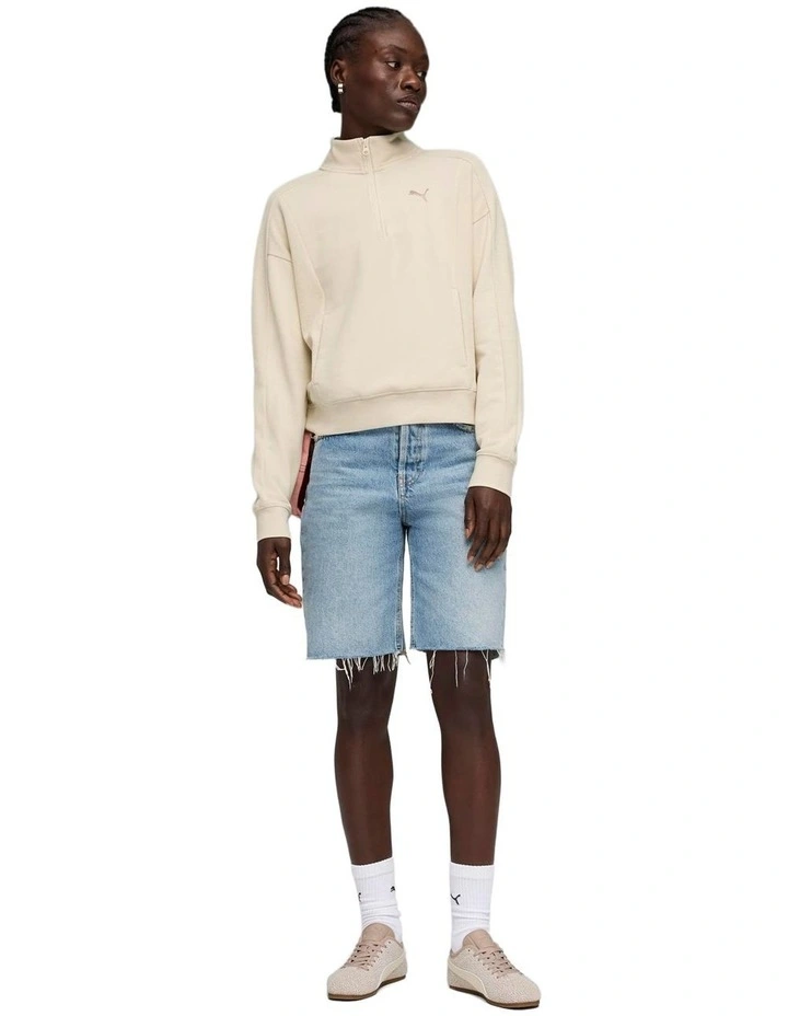 Class Relaxed Half-Zip Hoodie in Cream image 3