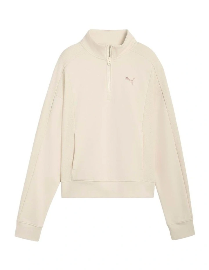 Class Relaxed Half-Zip Hoodie in Cream image 4