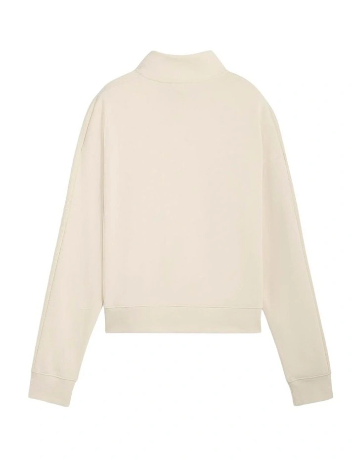 Class Relaxed Half-Zip Hoodie in Cream image 5