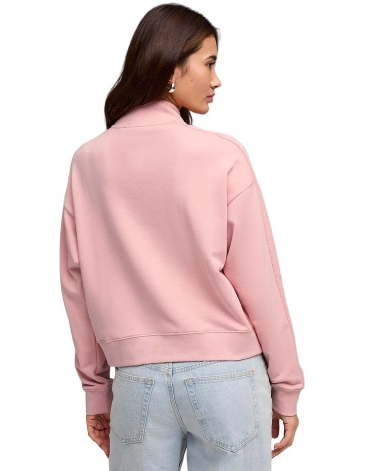 Class Relaxed Half-Zip Hoodie in Pink image 2