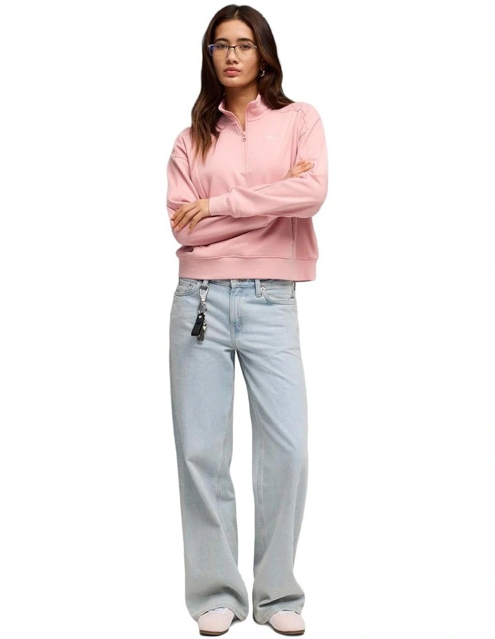 Class Relaxed Half-Zip Hoodie in Pink image 3