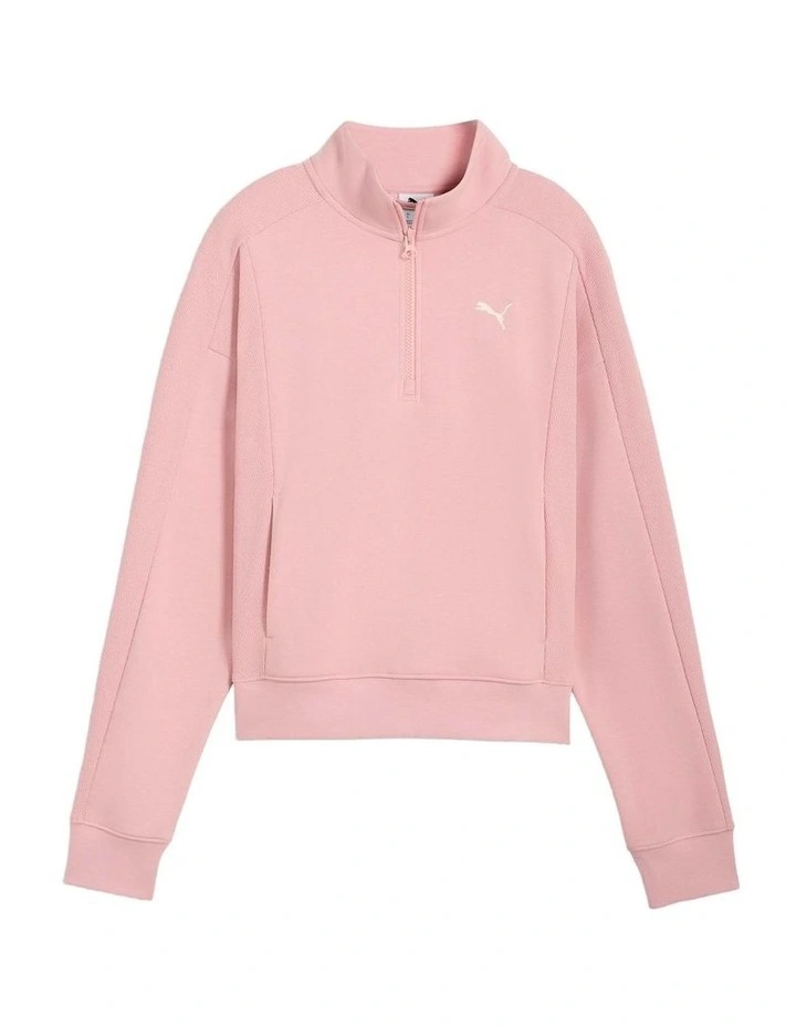 Class Relaxed Half-Zip Hoodie in Pink image 4