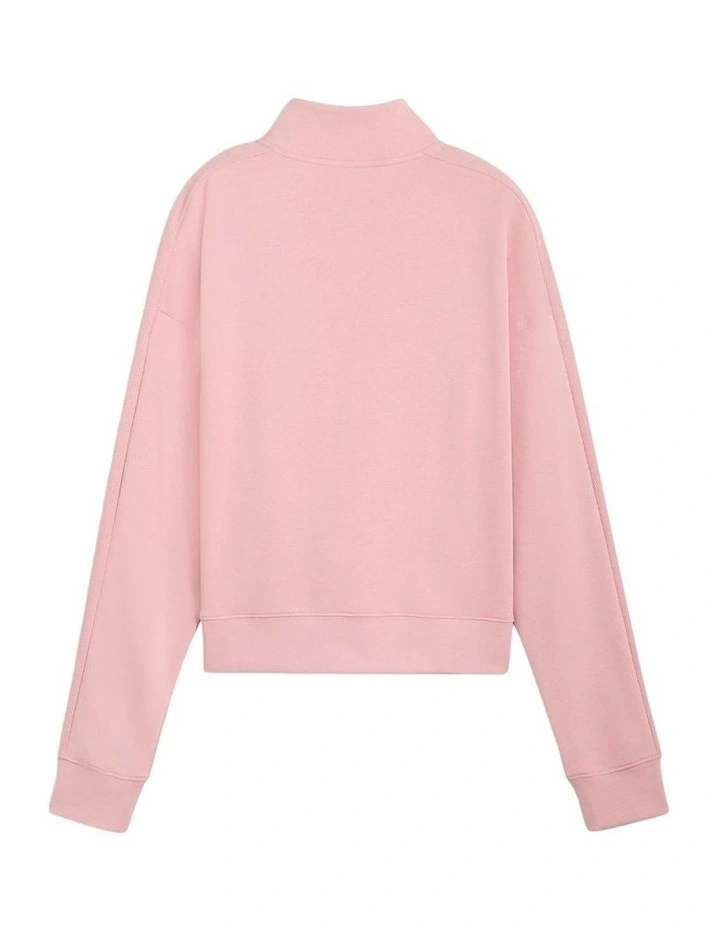 Class Relaxed Half-Zip Hoodie in Pink image 5