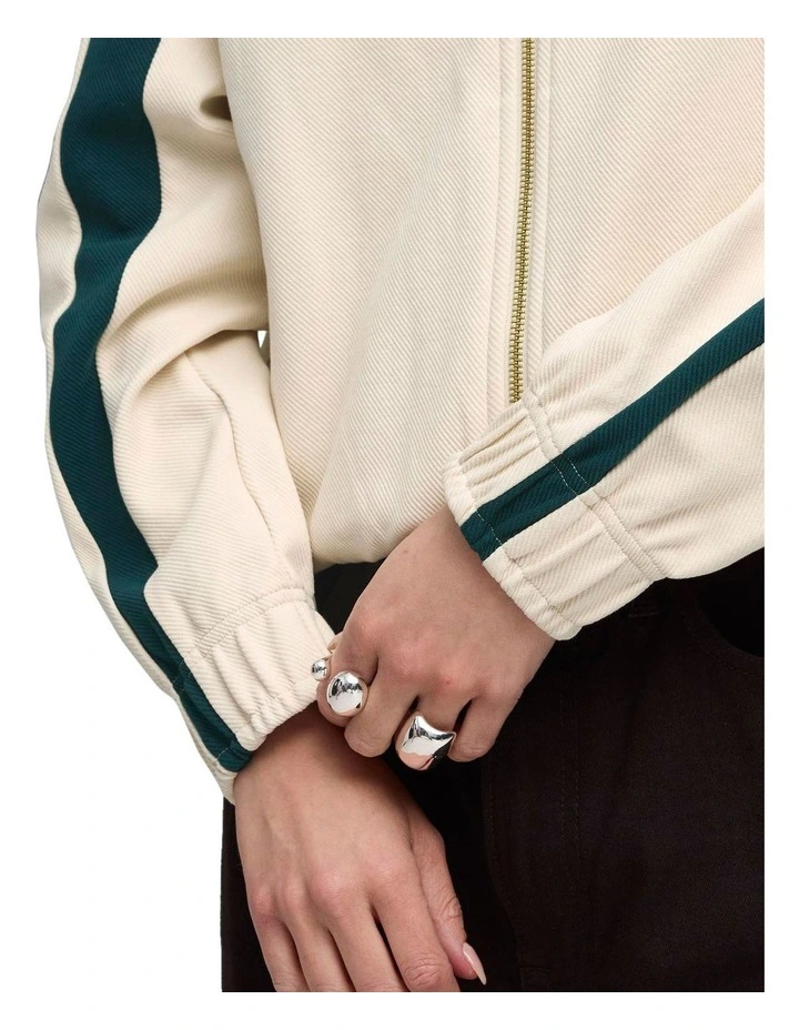 T7 Relaxed Track Jacket in Cream image 4