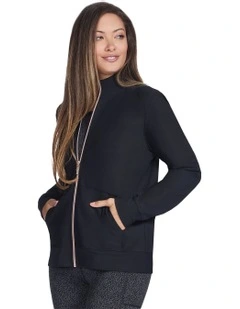 Go Luxe Rib Full Zip Jacket in Blue