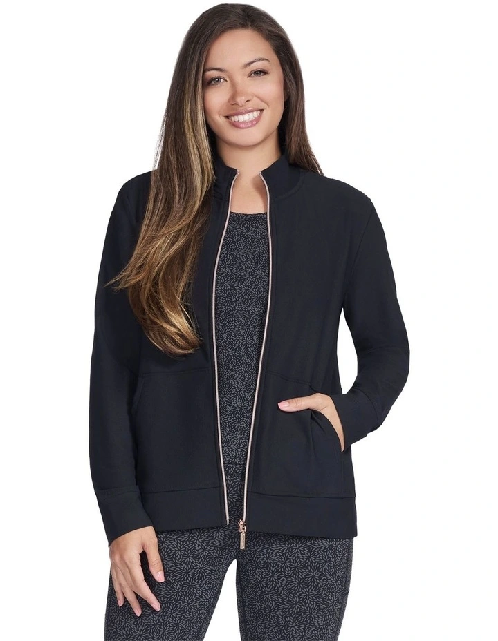 Go Luxe Rib Full Zip Jacket in Blue image 4