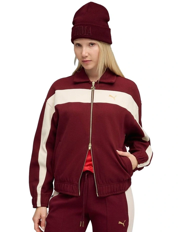 T7 Relaxed Track Jacket in Ruby Shimmer image 4