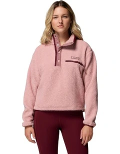 Helvetia II Cropped Half Snap Fleece Pullover in Pink