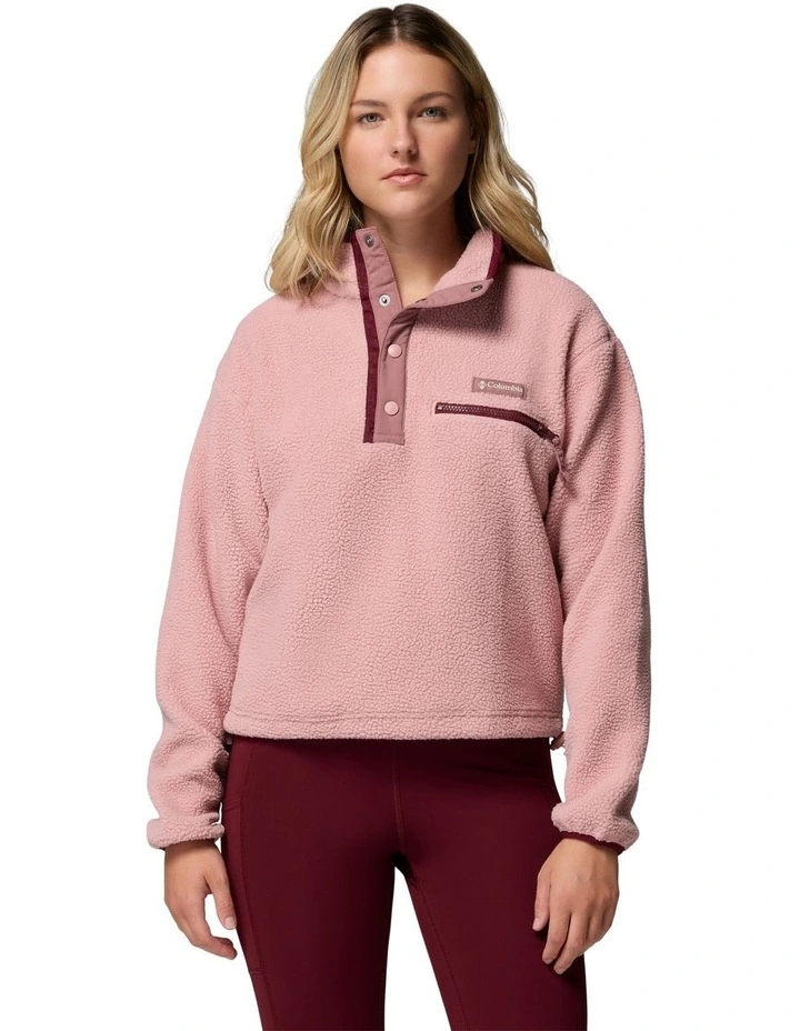 Helvetia II Cropped Half Snap Fleece Pullover in Pink image 1