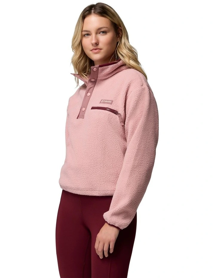 Helvetia II Cropped Half Snap Fleece Pullover in Pink image 3