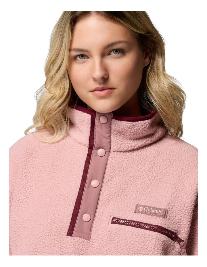 Helvetia II Cropped Half Snap Fleece Pullover in Pink image 4