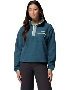 Helvetia II Cropped Half Snap Fleece Pullover in Blue