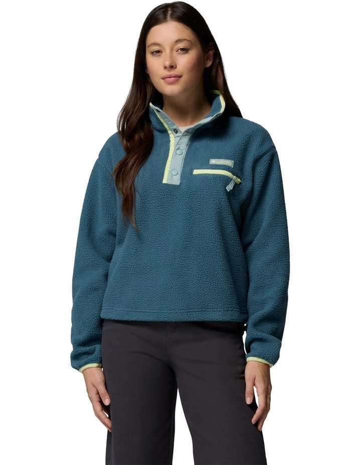 Helvetia II Cropped Half Snap Fleece Pullover in Blue image 1