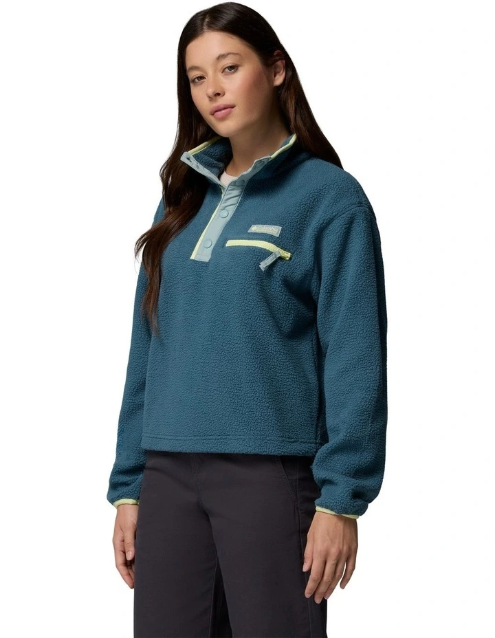 Helvetia II Cropped Half Snap Fleece Pullover in Blue image 3