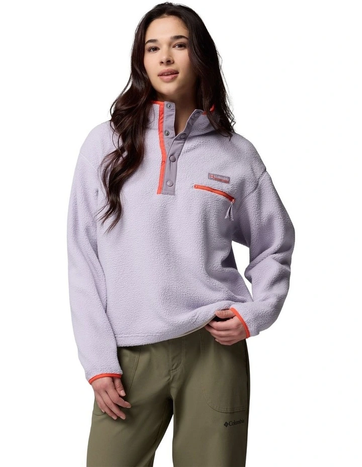 Helvetia II Cropped Half Snap Fleece Pullover in Light Purple image 1