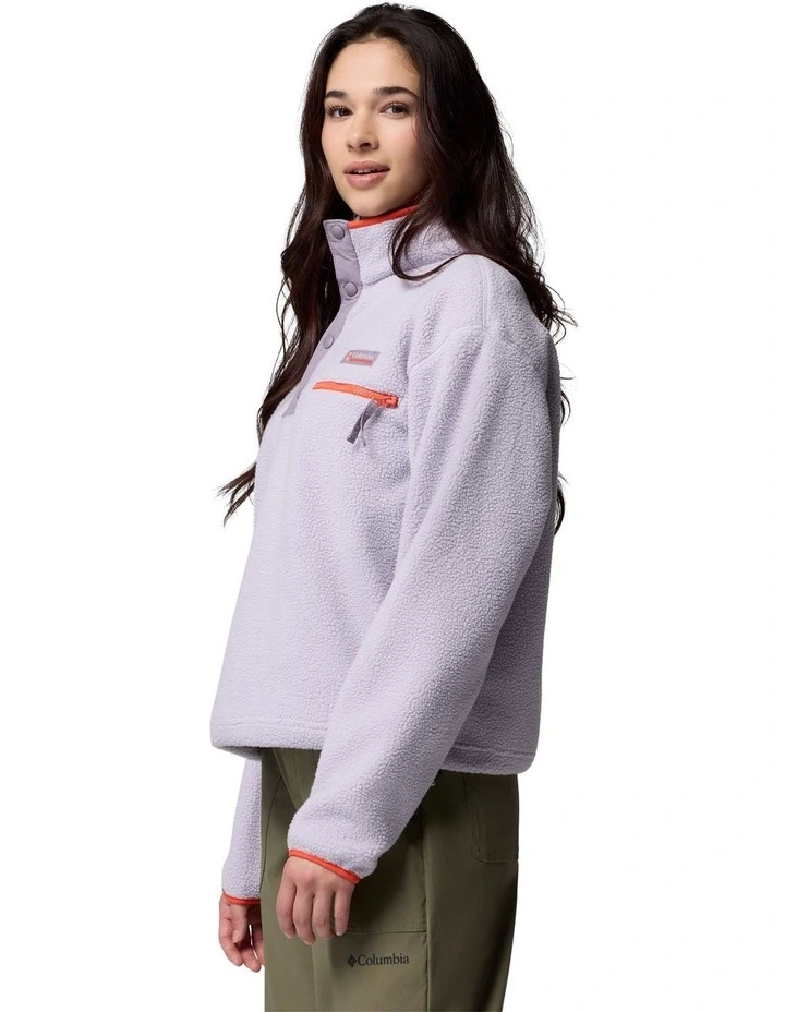 Helvetia II Cropped Half Snap Fleece Pullover in Light Purple image 3
