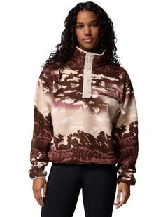 Helvetia II Printed Cropped Half Snap Fleece Pullover in Multi