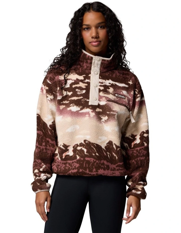 Helvetia II Printed Cropped Half Snap Fleece Pullover in Multi image 1
