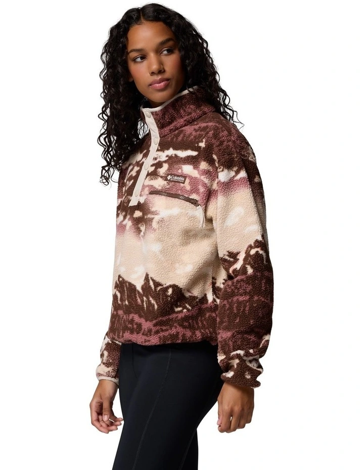Helvetia II Printed Cropped Half Snap Fleece Pullover in Multi image 3
