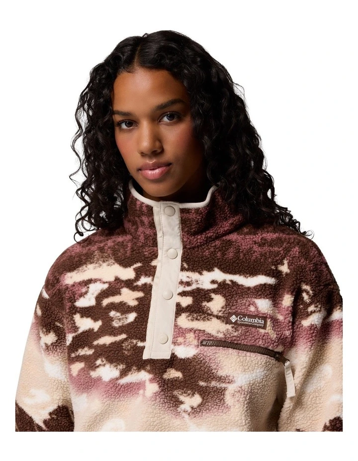 Helvetia II Printed Cropped Half Snap Fleece Pullover in Multi image 4
