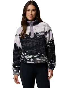 Helvetia II Printed Cropped Half Snap Fleece Pullover in Multi