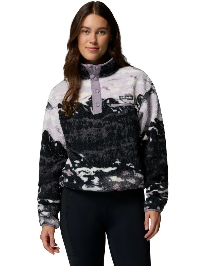 Helvetia II Printed Cropped Half Snap Fleece Pullover in Multi image 1