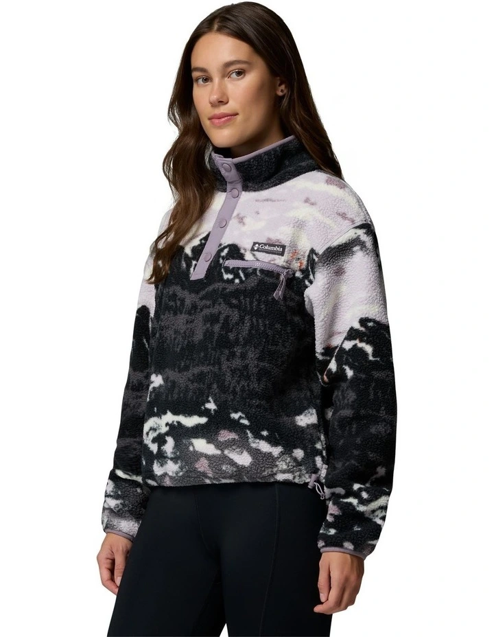 Helvetia II Printed Cropped Half Snap Fleece Pullover in Multi image 3