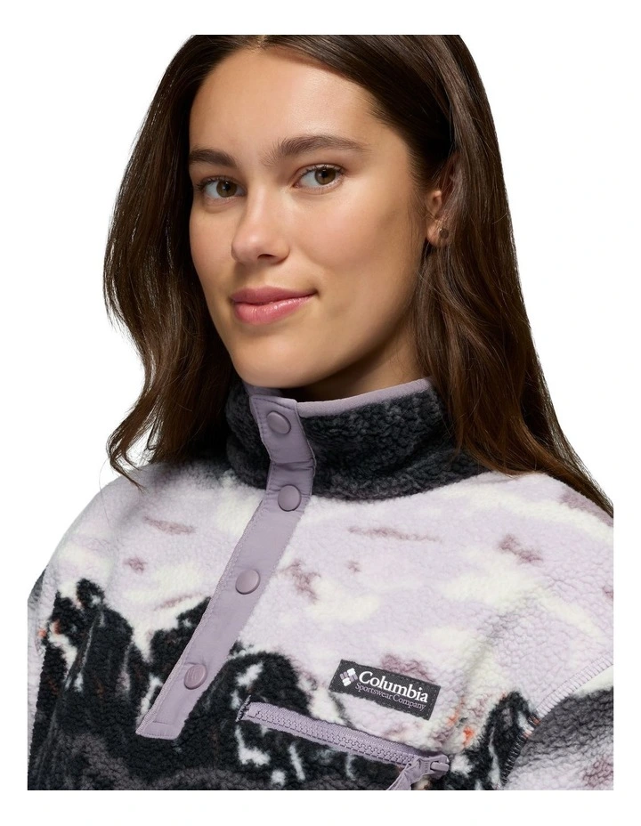 Helvetia II Printed Cropped Half Snap Fleece Pullover in Multi image 4