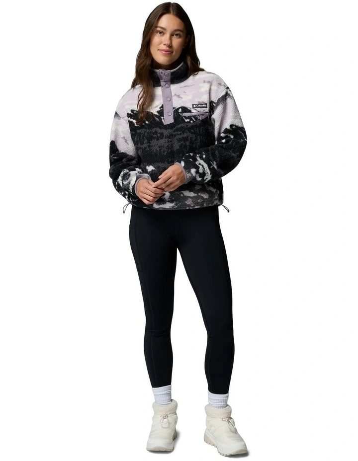 Helvetia II Printed Cropped Half Snap Fleece Pullover in Multi image 7